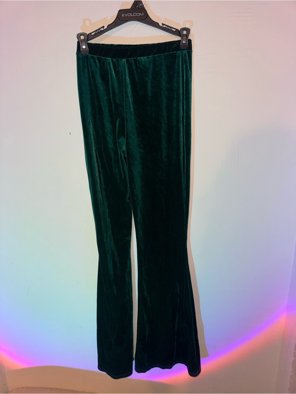 Velvet Boot-Cut Pants - Dark Green